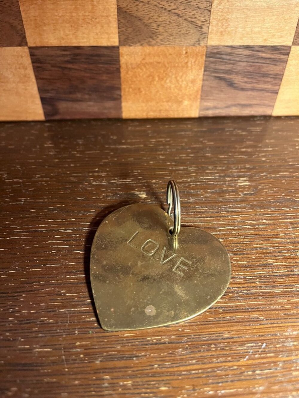 Brass Heart Shaped Tag Key Chain Engraved Love A1283, Gordon Fraser